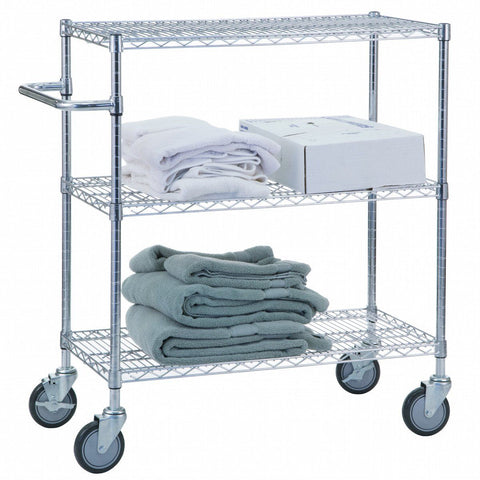 Eagle EU3-1824C 3-Shelf Open Wire Utility Cart, 24 x 36